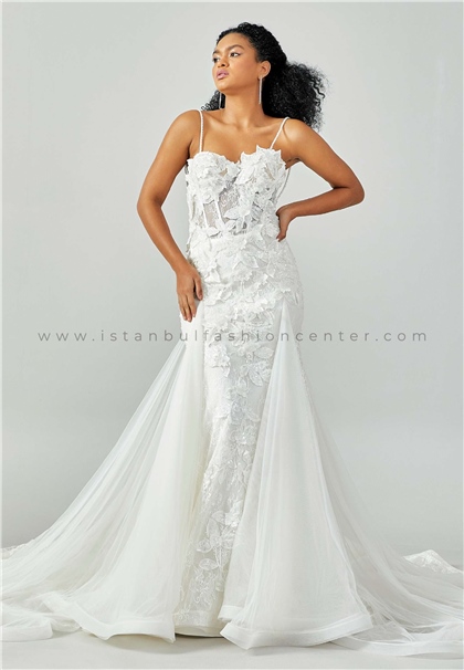 MAXRA GOVANNA BRIDALSleeveless Maxi Tulle Regular Ecru Wedding Dress Mgb1400byz