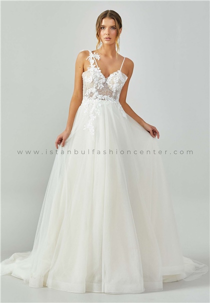 MAXRA GOVANNA BRIDALSleeveless Maxi Tulle Regular Ecru Wedding Dress Mgb1527byz
