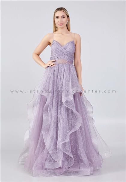MAXXESleeveless Maxi Tulle A - Line Regular Purple Prom Dress Max5518sımlıl