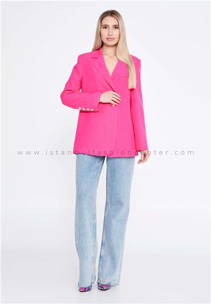 MİMYALong Sleeve Linen Solid Color Regular Fuchsia Jacket Mım23y6716fus