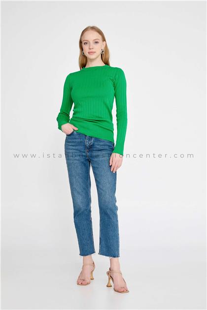MIZALLELong Sleeve Knitwear Solid Color Regular Green Sweater Mzlm2mz1030210138ysl
