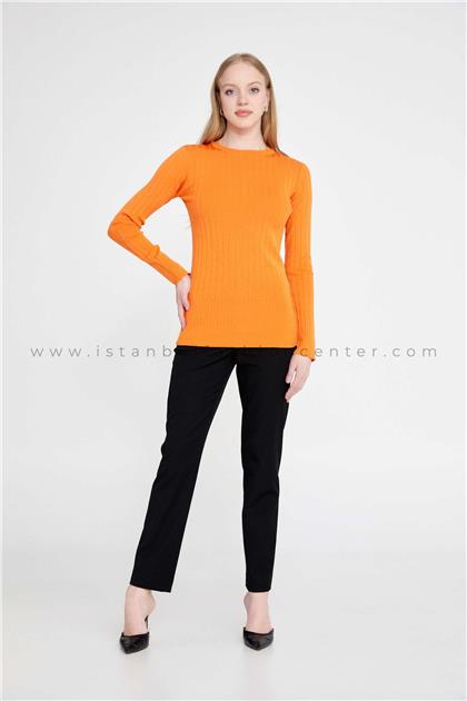 MIZALLELong Sleeve Knitwear Solid Color Regular Orange Sweater Mzlm2mz1030210138trn