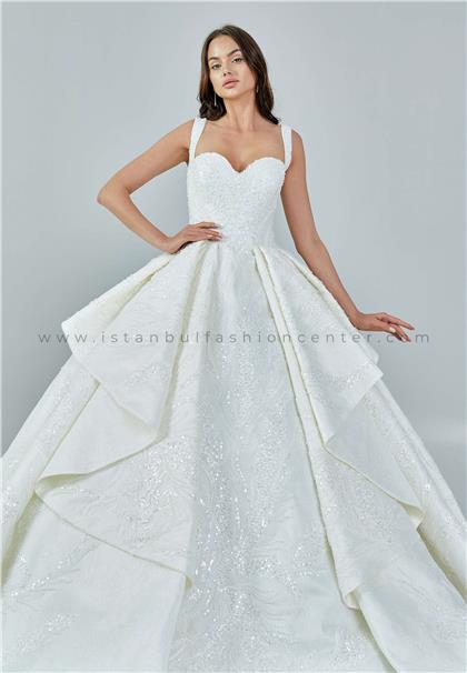 MULEYKE WEDDINGSleeveless Maxi Sequin Regular Ecru Wedding Dress Mlymw286kıb