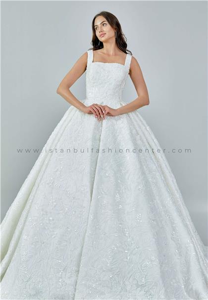 MULEYKE WEDDINGSleeveless Maxi Sequin Regular Ecru Wedding Dress Mlymw-292kıb