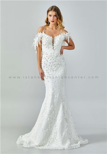 MULEYKE WEDDINGSleeveless Maxi Tulle Regular Ecru Wedding Dress Mlymw-m0058kıb