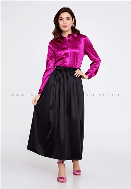MZLMidi Solid Color Regular Black Skirt Mzlm1yt1010110009syh