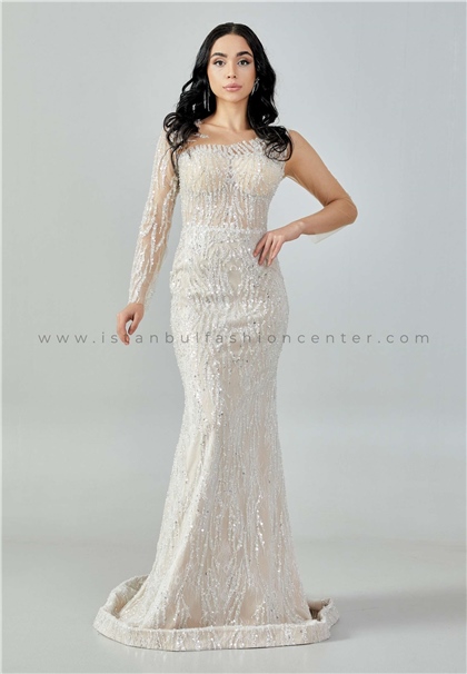 NALANS BRIDALLong Sleeve Maxi Sequin Regular Beige Wedding Dress Nls23103byz