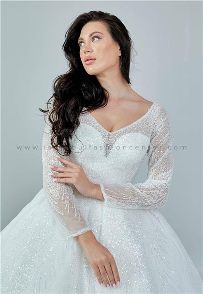 NALANS BRIDALLong Sleeve Maxi Tulle Plus Size Ecru Wedding Dress Nlskly8207-bkib