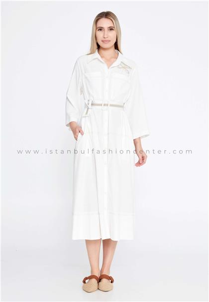 NELLYMid-Length Midi Knitwear Column Plus Size Ecru Casual Dress Nly230440001ekr