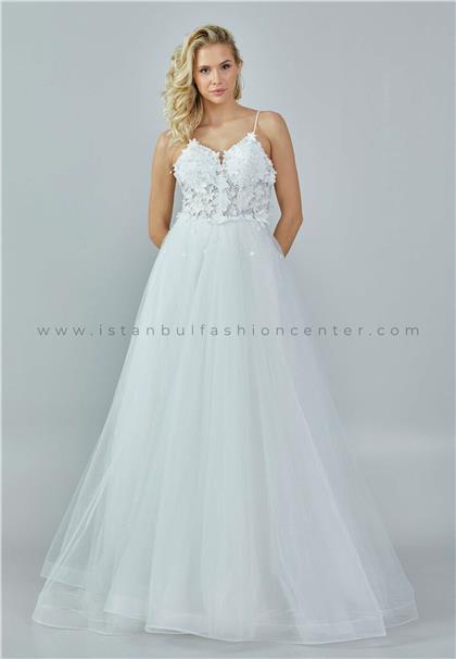 NOOR BRIDALSleeveless Maxi Tulle Regular Ecru Wedding Dress Nor327kıb