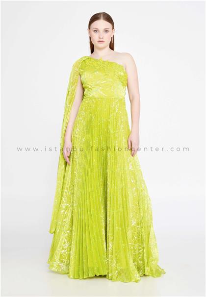ONS LINEOne Shoulder Maxi Tulle A - Line Regular Green Prom Dress Ons12966fys
