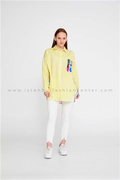 ORHANSTORELong Sleeve Patterned Regular Yellow-Multicolor Shirt Orh01-1200sar