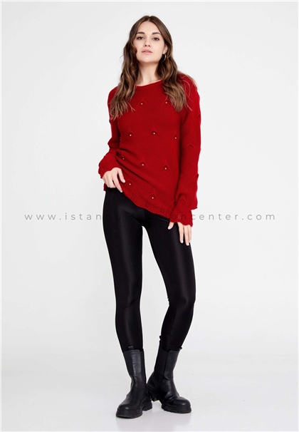 RAYOLong Sleeve Wool Solid Color Regular Red Sweater Ryo22ray-11600kır