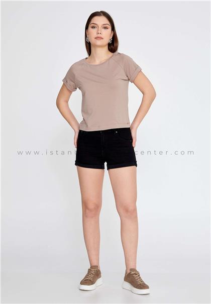 REVAROShort Sleeve Solid Color Regular Beige T-shirt Rev2288vız