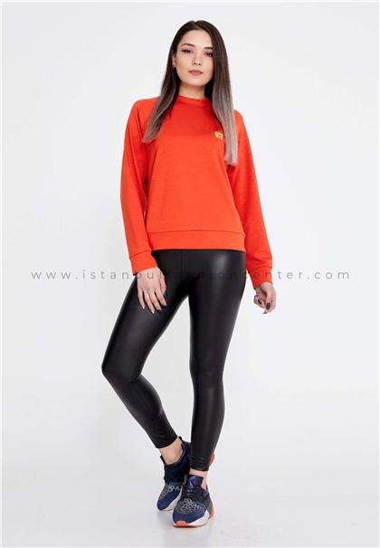 SARAR WOMANLong Sleeve Cotton Printed Regular Orange Sweater Srr23ksrr0106krt