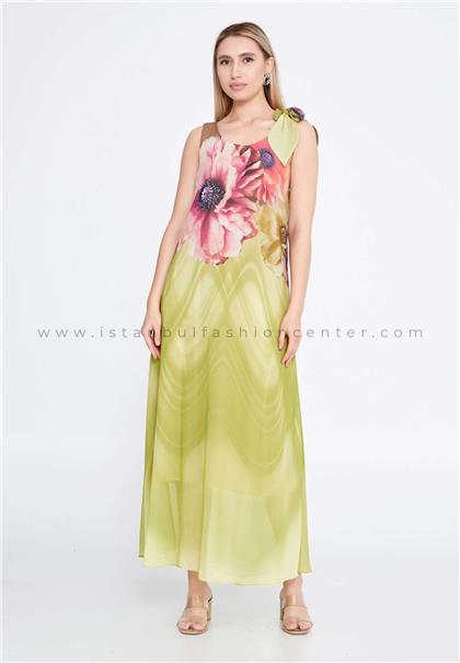 SAYSleeveless Maxi Chiffon Column Regular Green Casual Dress Say2315157ysl