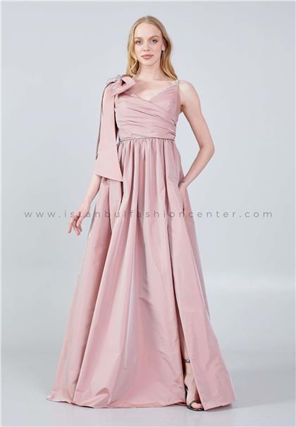 SERİN COUTURESleeveless Maxi Polyester Column Regular Pink Prom Dress Srn9297pud