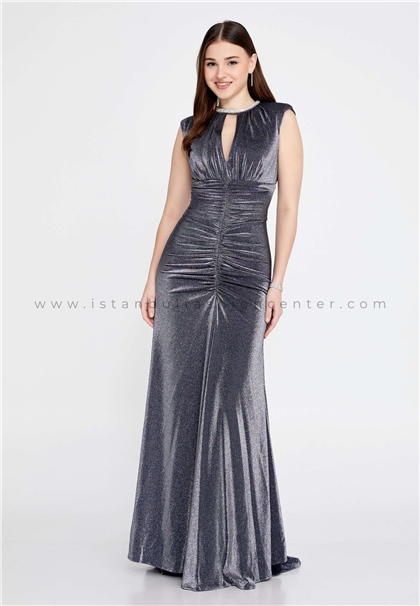 SESTO SENSOSleeveless Maxi Lycra Mermaid Regular Silver Evening Dress Ses2753ant