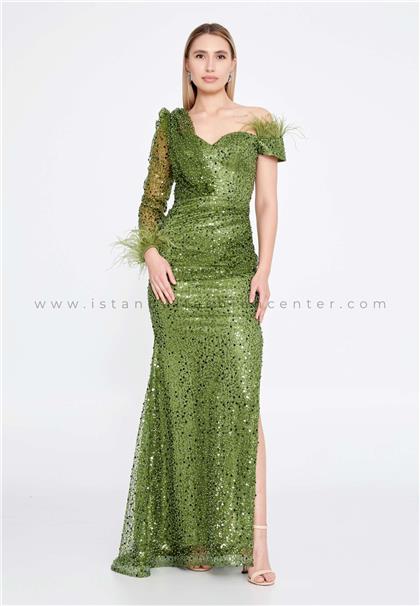 SHECCALong Sleeve Maxi Sequin Mermaid Regular Green Wedding Guest Dress Shc63987fıs