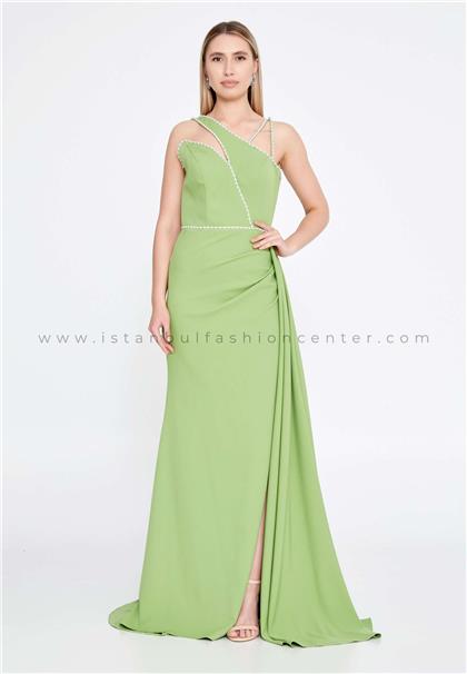 SHECCASleeveless Maxi Crepe Column Regular Green Wedding Guest Dress Shc63981ysl