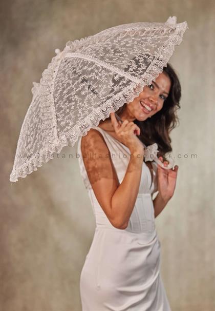 SİMAY ACCECORIESLace Applique Ecru Wedding Umbrella Smase940-20org