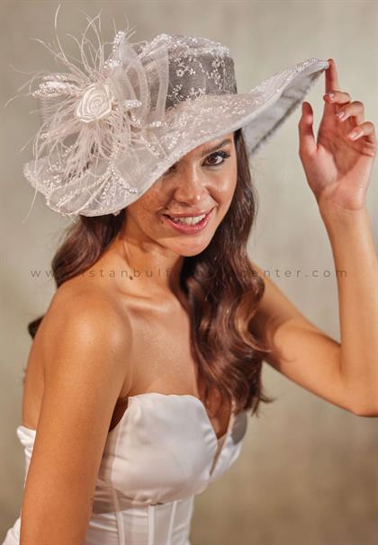 SİMAY ACCECORIESWomen's Tulle with Flowers Ecru Wedding Hat Smaş925-22org
