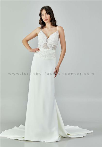 SMYRNA NOVIAS BRIDALSleeveless Maxi Lace Regular Ecru Wedding Dress Snv2345kıb
