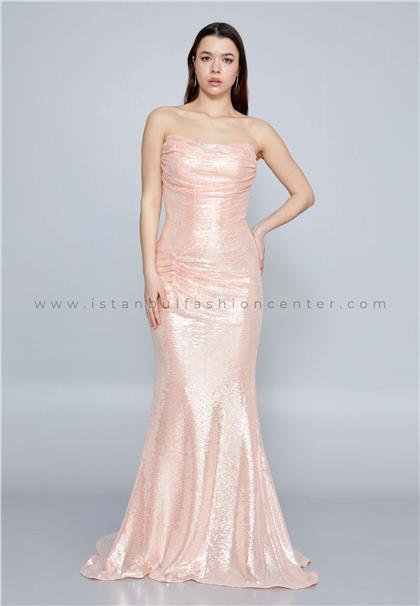TIAHStrapless Maxi Sequin Fit & Flare Regular Pink Wedding Guest Dress Tah5050pud