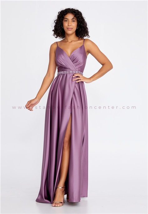 VIER Sleeveless Maxi Satin A - Line Regular Purple Wedding Dress Vie1010lav