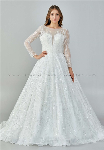 WHITE HOUSE BRIDALLong Sleeve Maxi Sequin Regular Ecru Wedding Dress Who7399kre