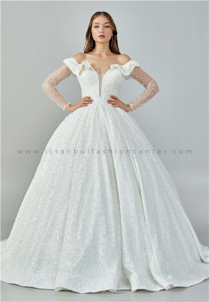 WHITE HOUSE BRIDALLong Sleeve Maxi Sequin Regular Ecru Wedding Dress Who7644kre