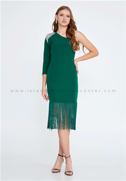 WM NELSMid-Length Mini Crepe Column Regular Green Evening Dress Wmn23w-15-10940kye