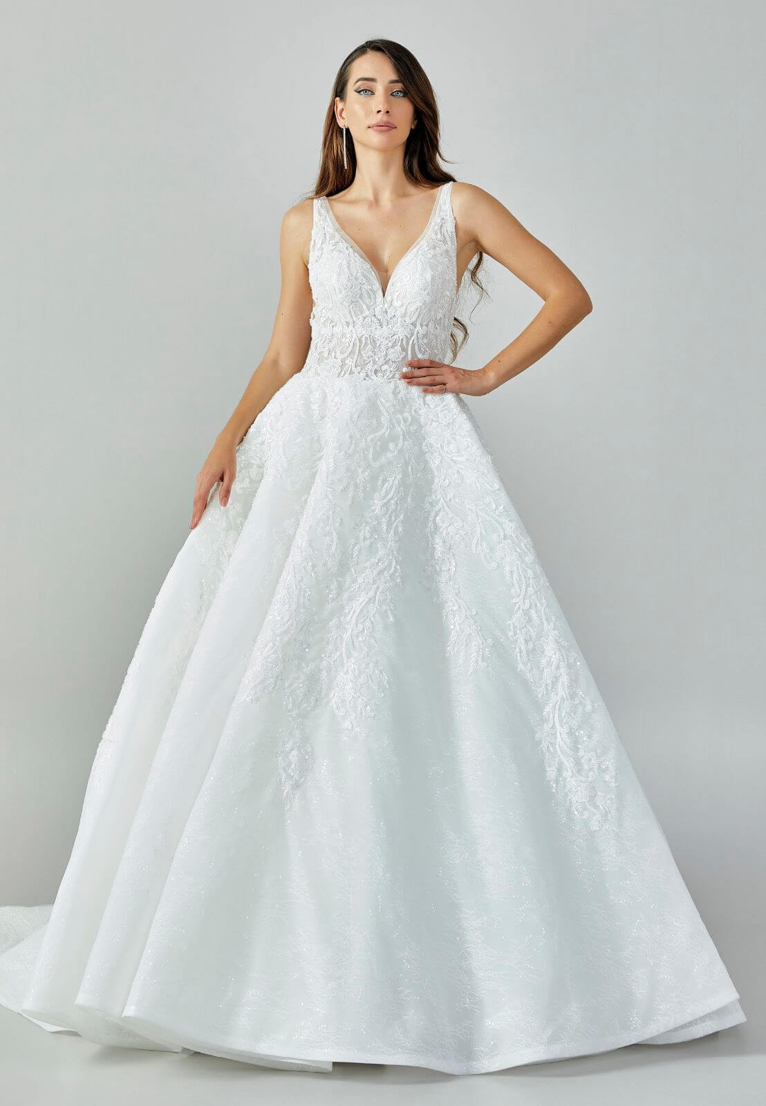 GAJ Gelinlik Couture Sleeveless Maxi Lace Regular White Wedding Dress