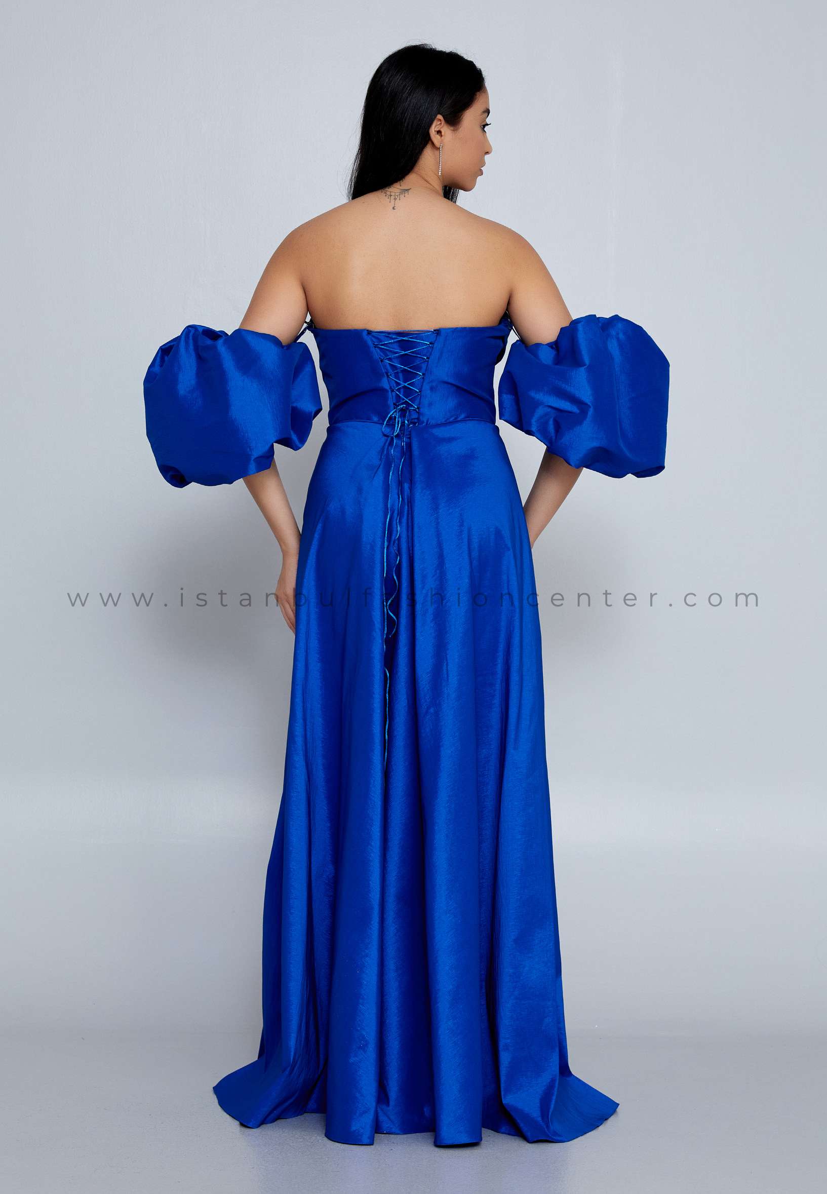 ALCHERA Off Shoulder Maxi Polyester Column Regular Blue Prom Dress