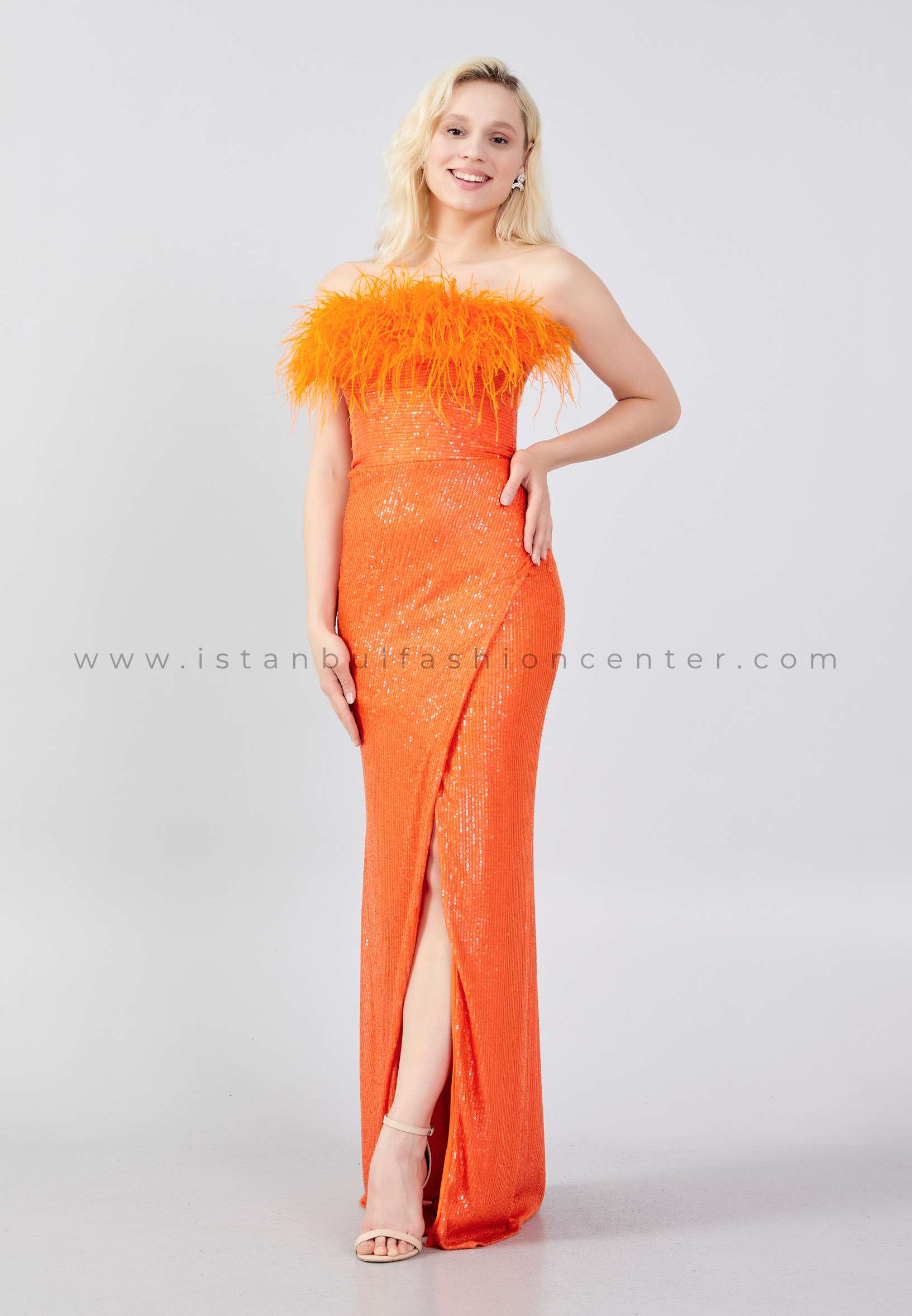 ALCHERA Sans bretelles Maxi Paillette Colonne Réguliers Orange Robe de  Mariage Alc3239orn