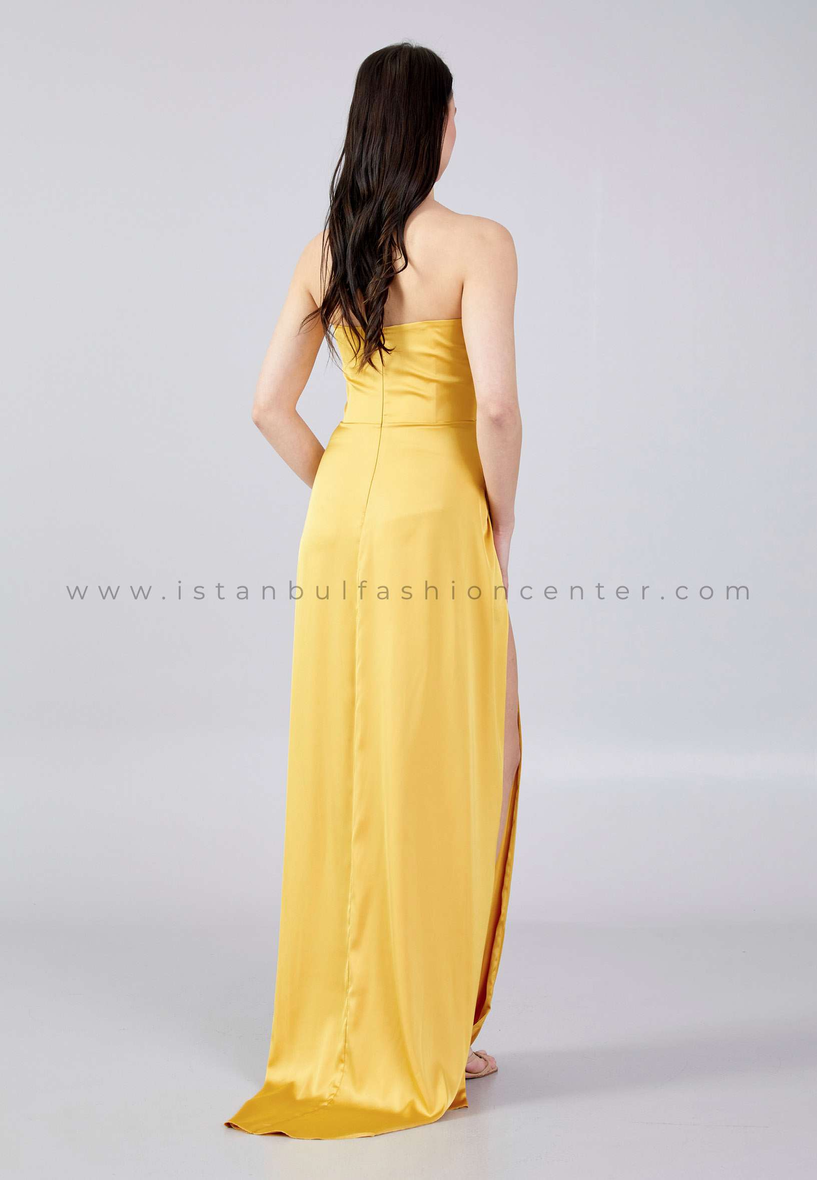 Simple yellow satin long prom dress yellow formal dress – dresstby