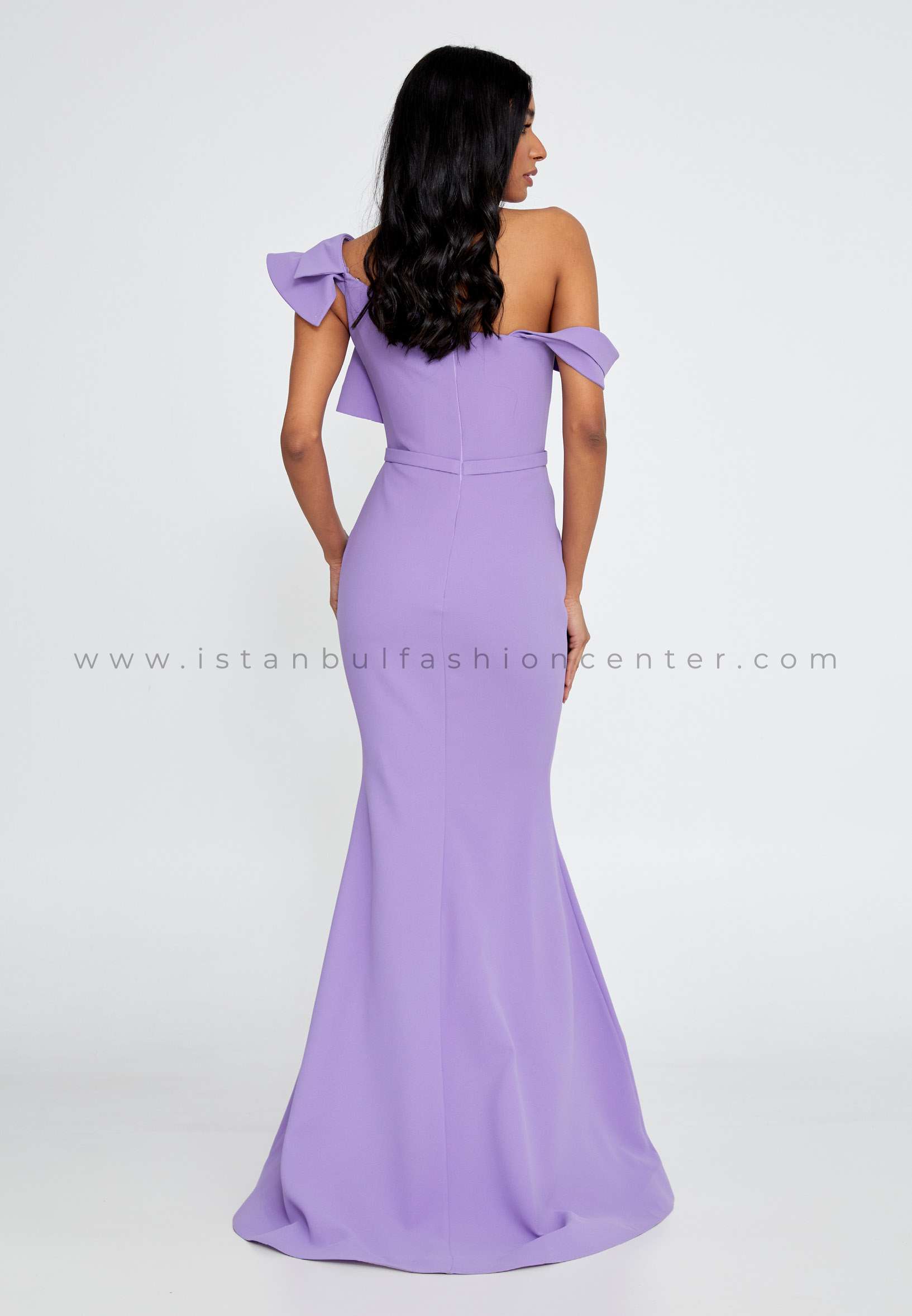 ALLURE Off Shoulder Maxi Crepe Mermaid Regular Purple Wedding Guest Dress  All4411lıl