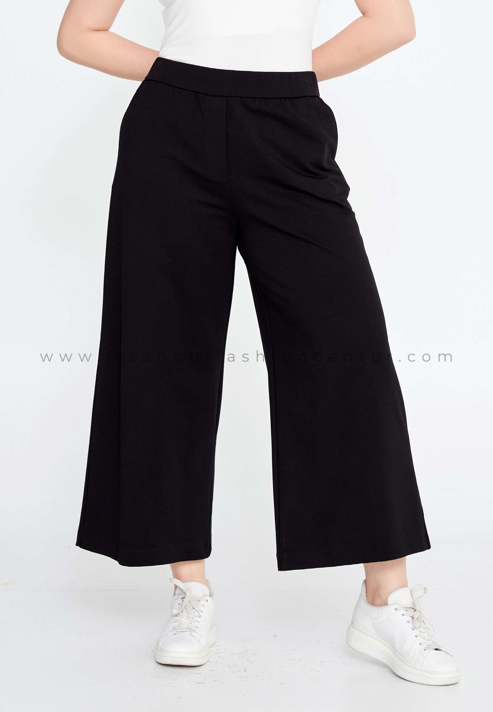 Culotte Plus Size Black Pants Avs8043syh