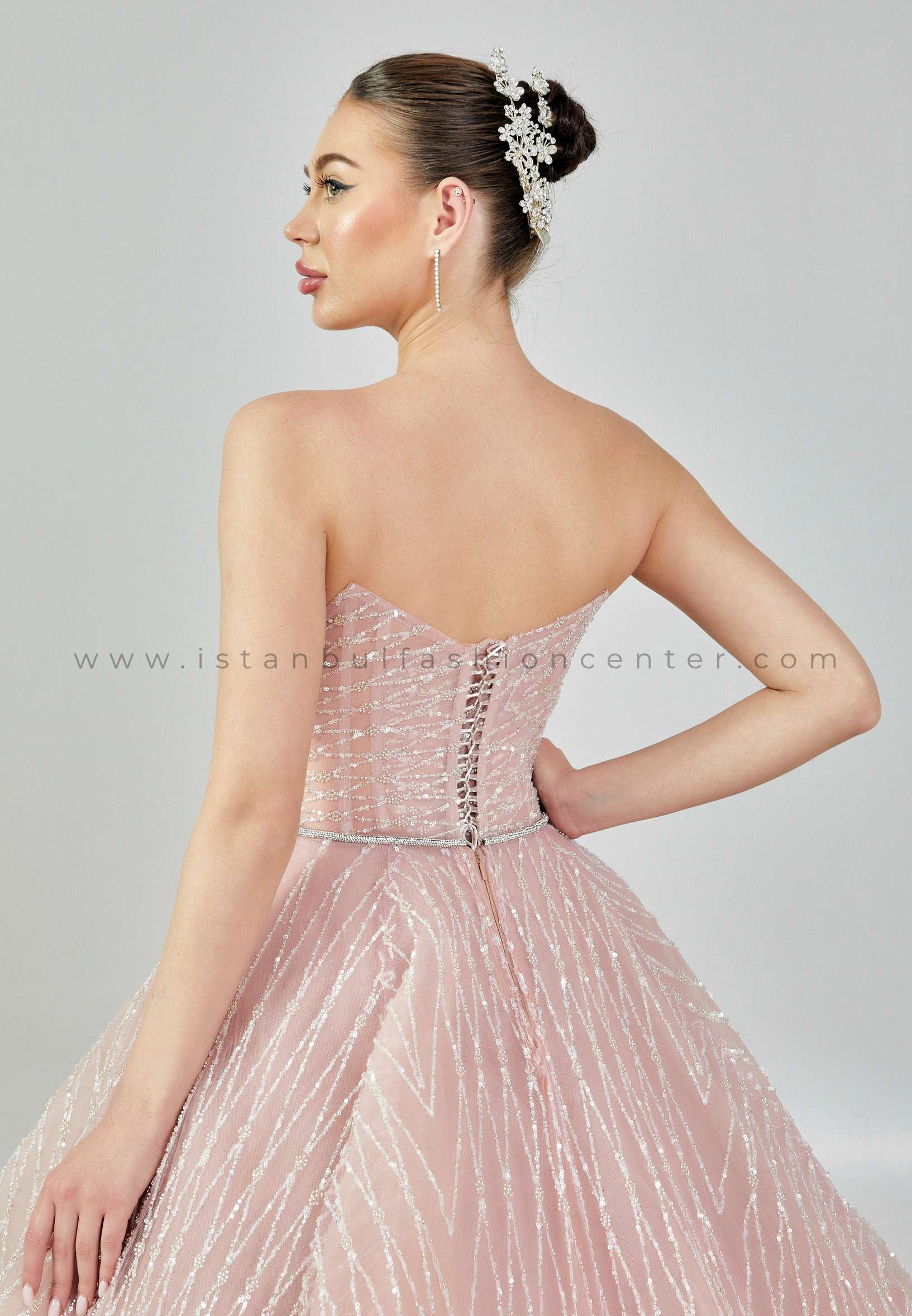 Strapless Maxi Tulle Regular Pink Engagement Dress Dns3215pud