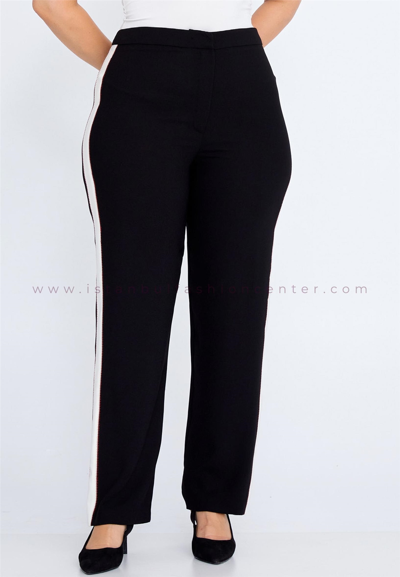 GEMKO Skinny Fit Plus Size Black Pants Gem14160xlsyh