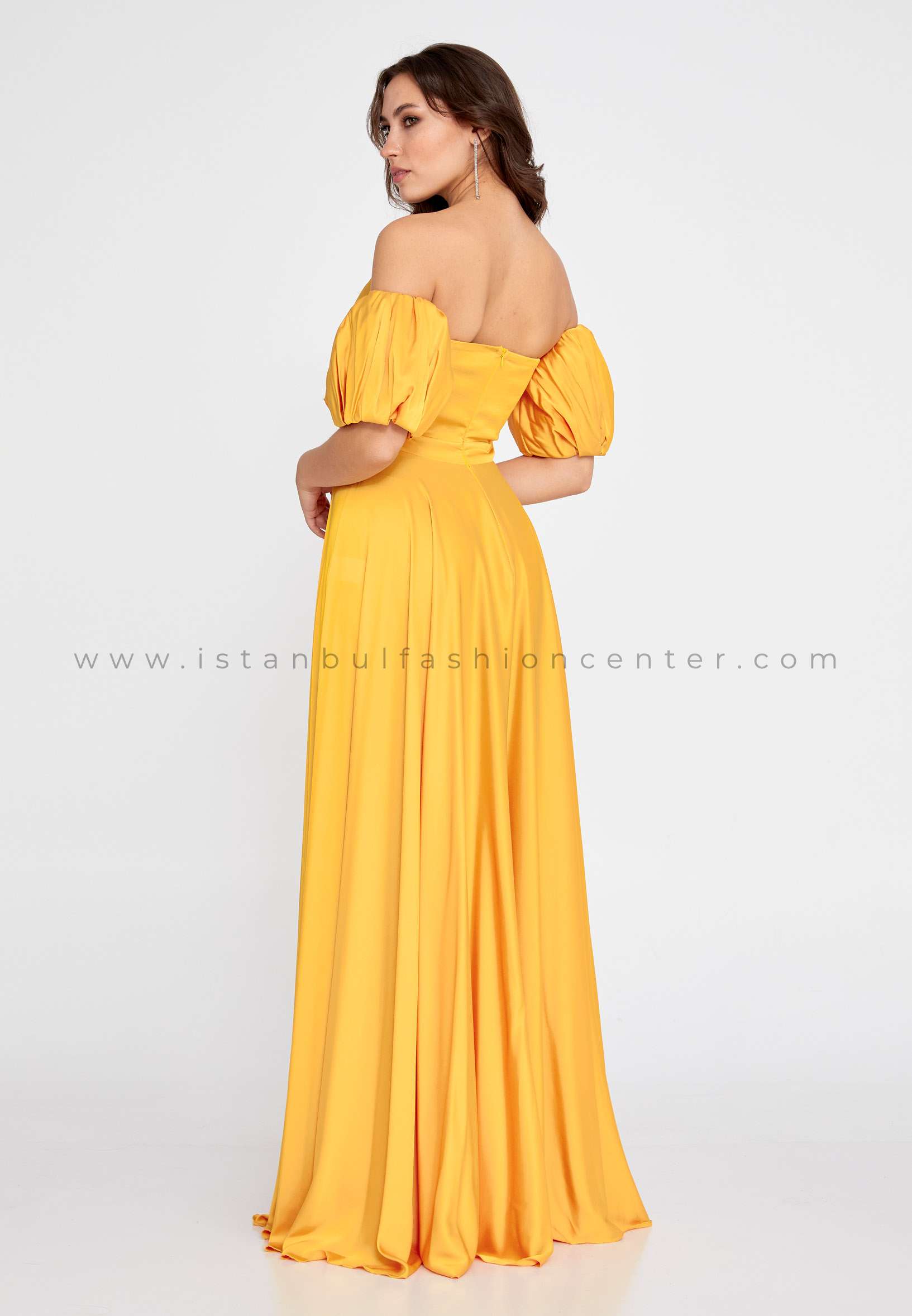 Simple v neck satin yellow long prom dress yellow evening dress – dresstby
