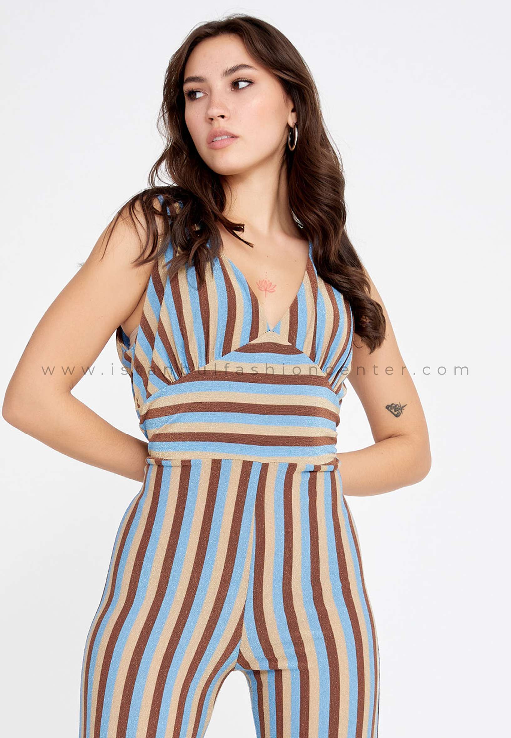 sleeveless striped romper