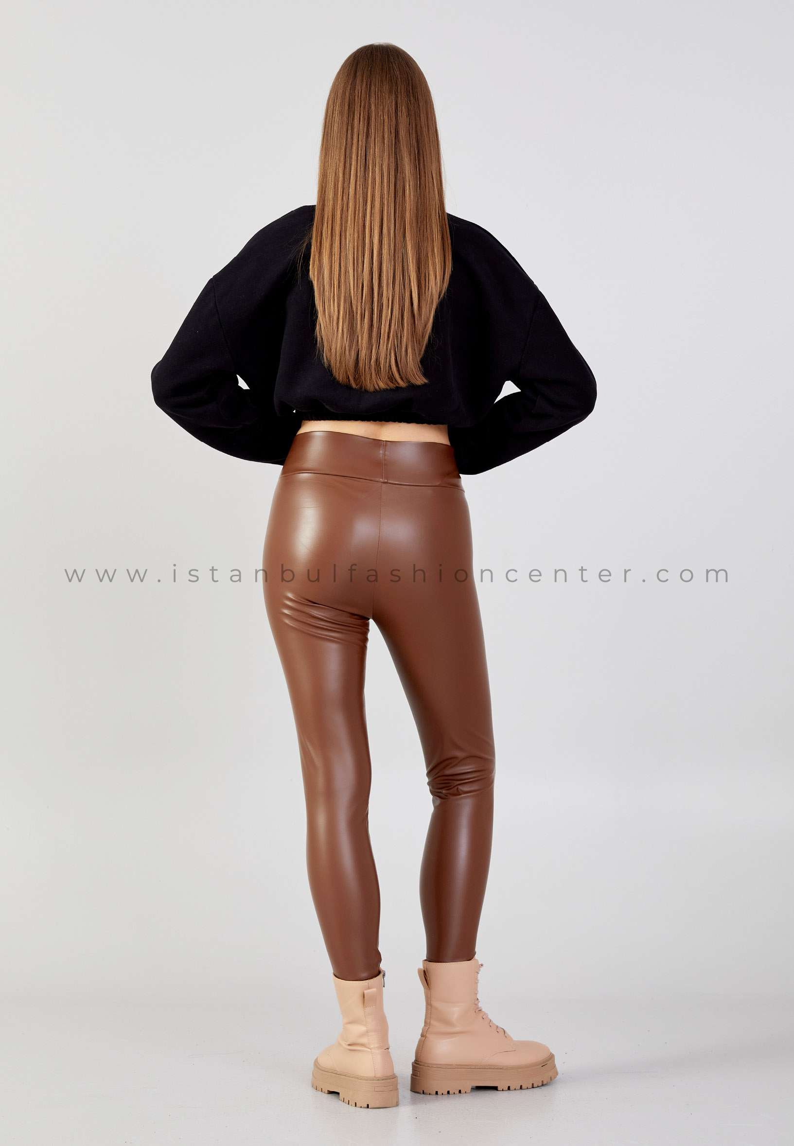 ETHNIC BREEZES by etnik esintiler Faux Leather Solid Color Regular Brown  Leggings Ehb8065khv