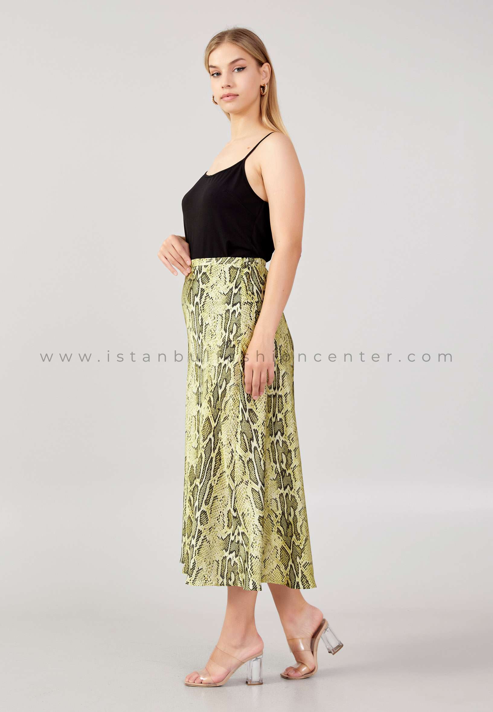 EXPLOSION Midi Patterned Plus Size Green Skirt Exp22289 byye