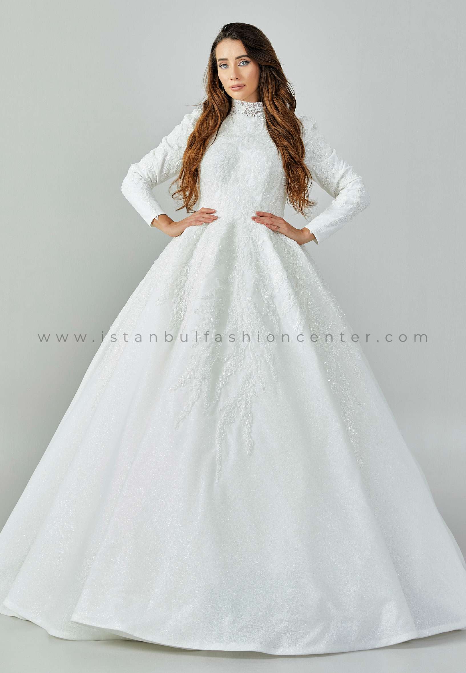 GAJ Gelinlik Couture Regular Long Sleeve Maxi Tulle Ecru Wholesale Women's  Wedding Dress GGCDİDEMkib | Istanbul Fashion Center