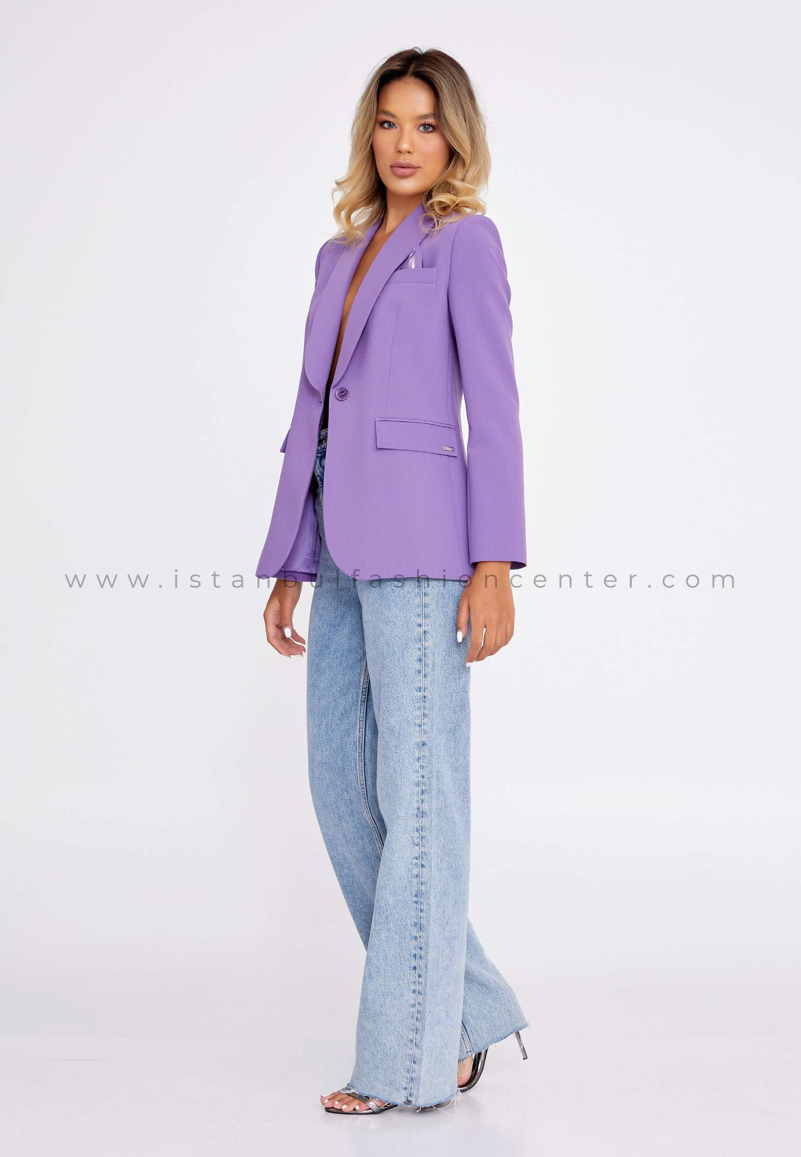 H.KUPSS Long Sleeve Crepe Solid Color Regular Purple Jacket