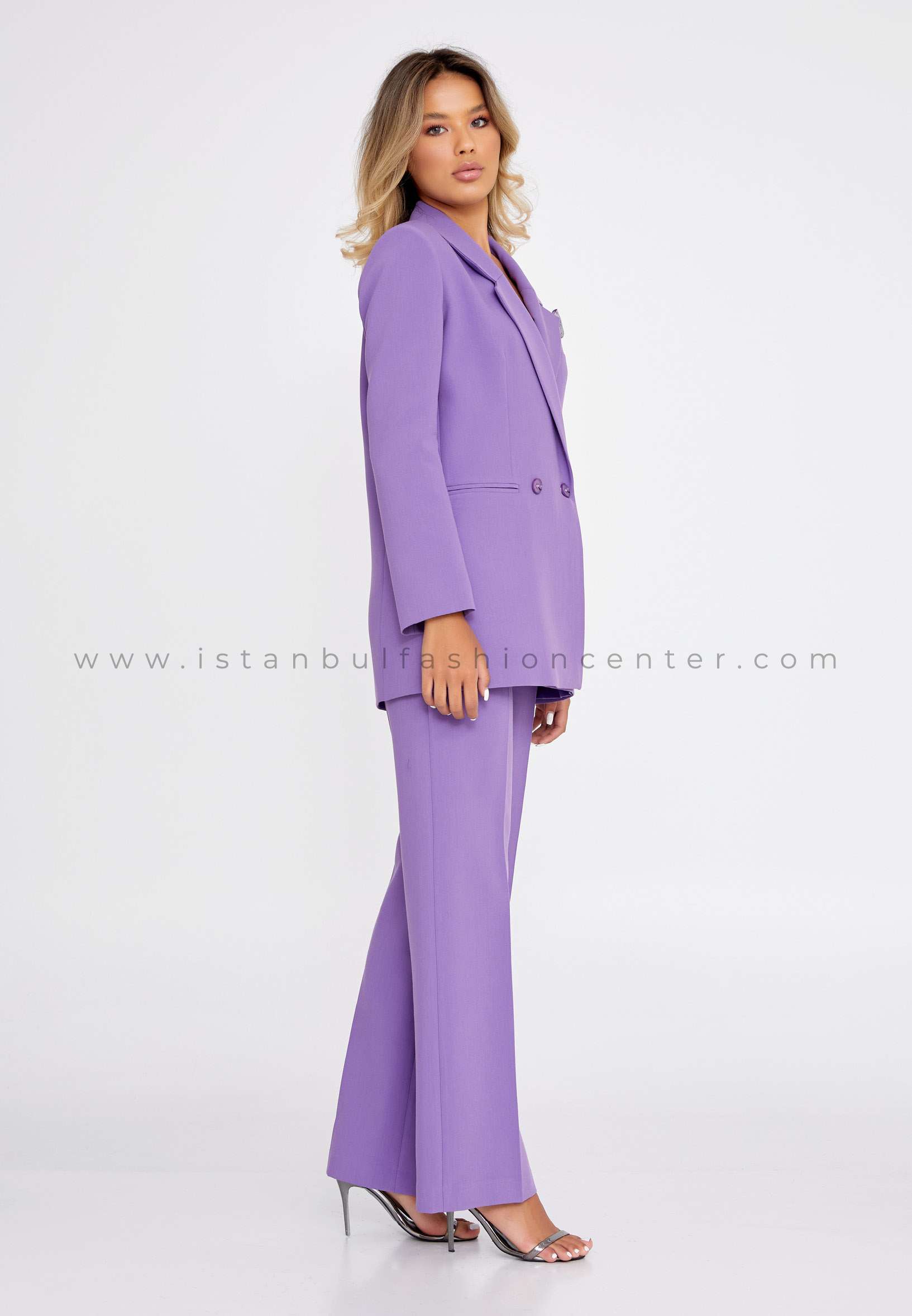H.KUPSS Long Sleeve Crepe Solid Color Regular Purple Jacket Kps121226lıl
