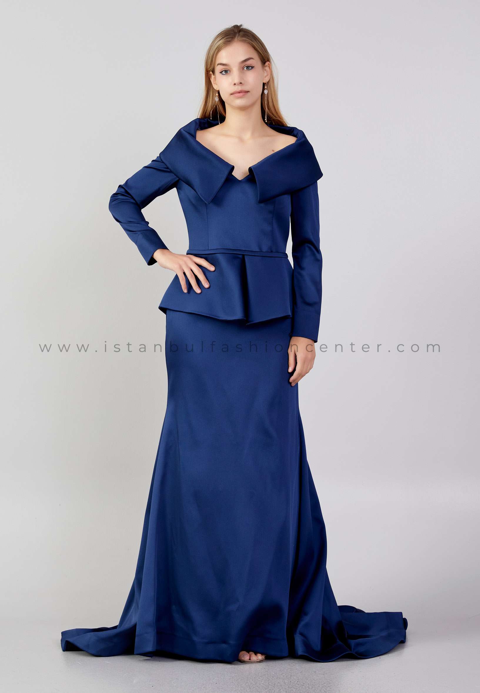 HALLMARK Long Sleeve Maxi Polyester Fit & Flare Plus Size Navy Wedding  Guest Dress Knz3115-blac