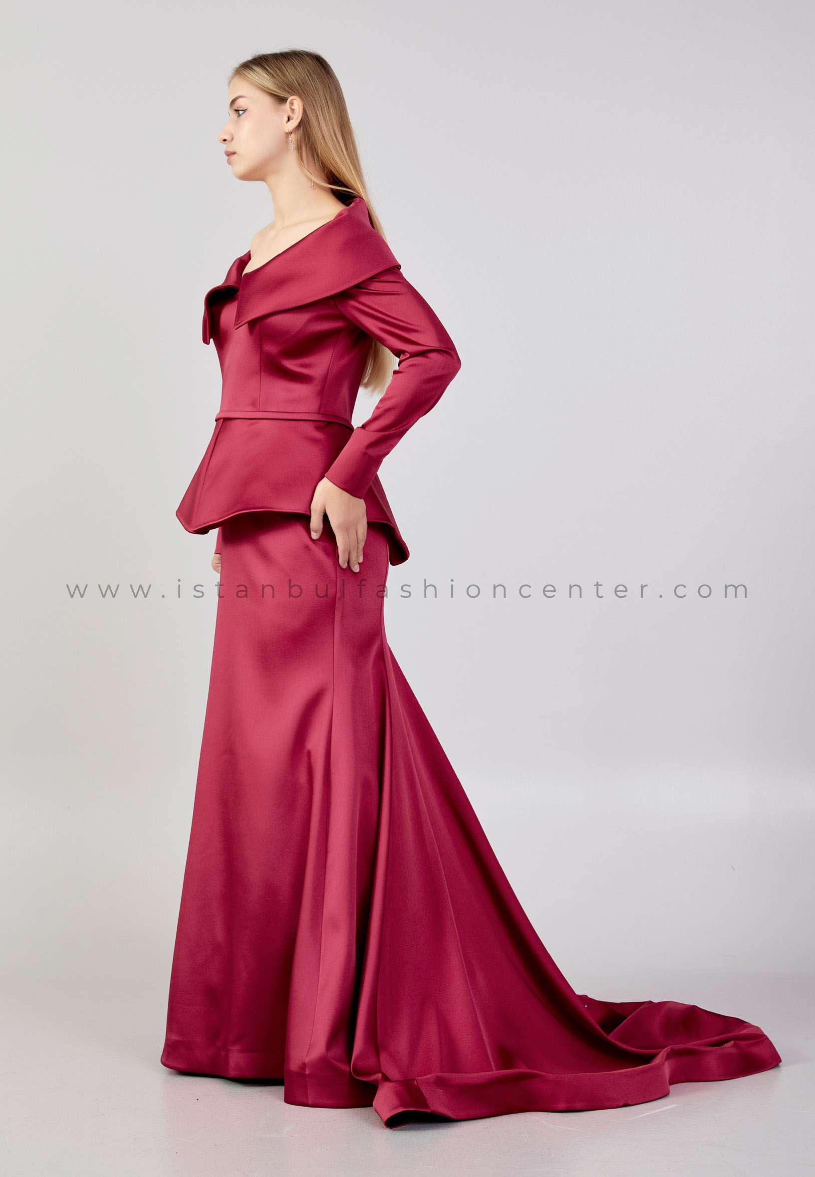 HALLMARK Long Sleeve Maxi Polyester Fit & Flare Plus Size Burgundy Wedding  Guest Dress Knz3115-bbor