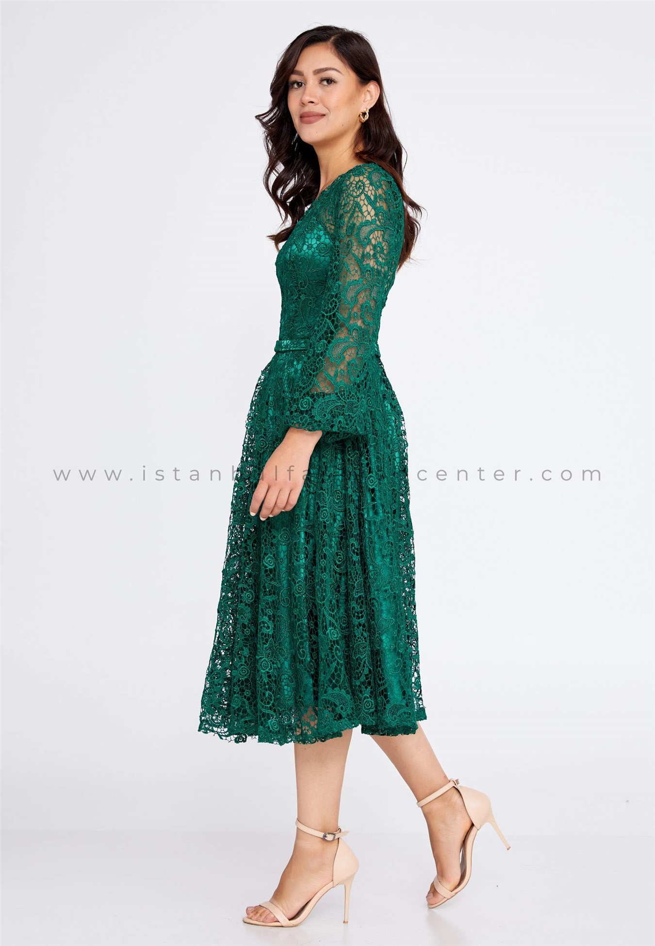 HALLMARK Long Sleeve Midi Lace Column Regular Green Wedding Guest Dress  Pau5045ysl